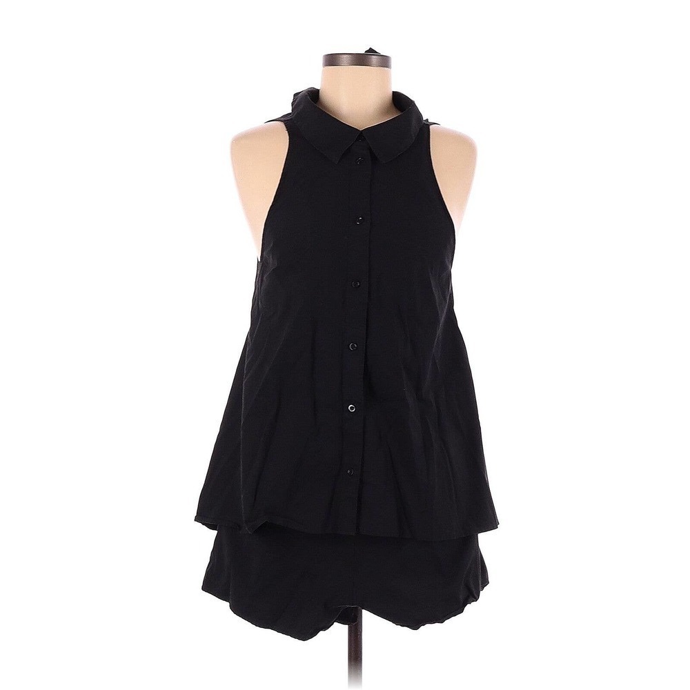 C/Meo Collective Women's Sleeveless Button Up Open Tie Back Romper Black Size XS